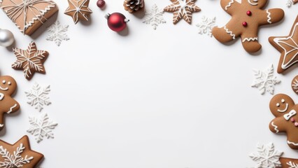 white background for text surrounded by Christmas gingerbread