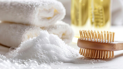 Soap and towel isolated on White background