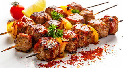 Shish Kebab fast food isolated on White background