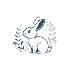 bunny silhouette vector line art logo design