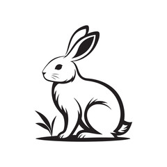 bunny silhouette vector line art logo design