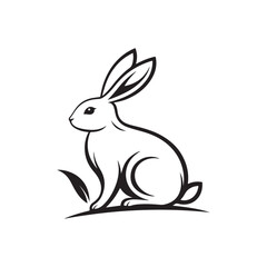bunny silhouette vector line art logo design