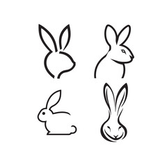bunny silhouette vector line art logo design