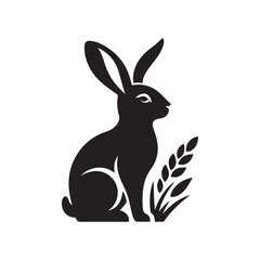 bunny silhouette vector line art logo design