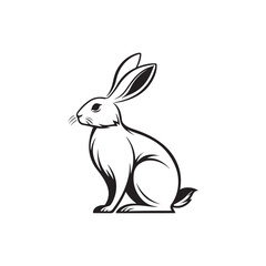 bunny silhouette vector line art logo design
