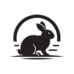 bunny silhouette vector line art logo design