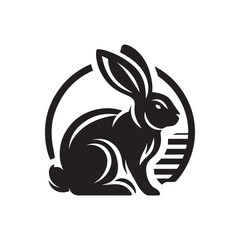 bunny silhouette vector line art logo design