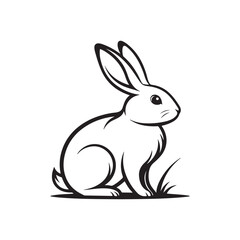 bunny silhouette vector line art logo design