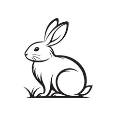 bunny silhouette vector line art logo design