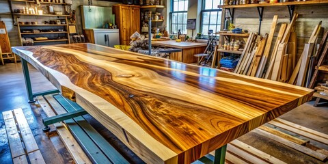 Bird's Eye View Live Edge Elm Countertop: Workshop Wood Slab Texture