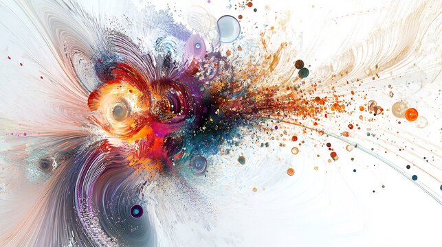 Indian researcher imagines the 3rd dimension sensing depth and space quantum mechanics metaphysical exploration abstract art detailed infographic white background