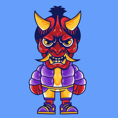 Mascot character design cartoon oni mask