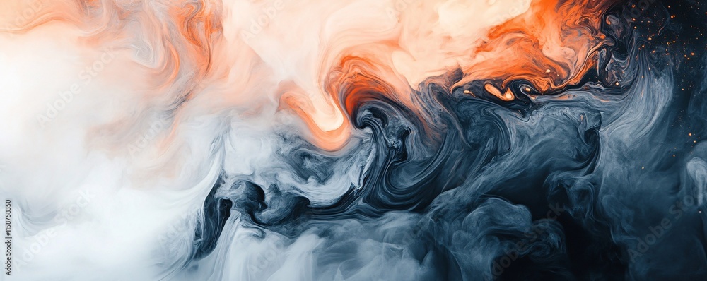 Aufkleber orange and blue mixing colors creating abstract swirls background