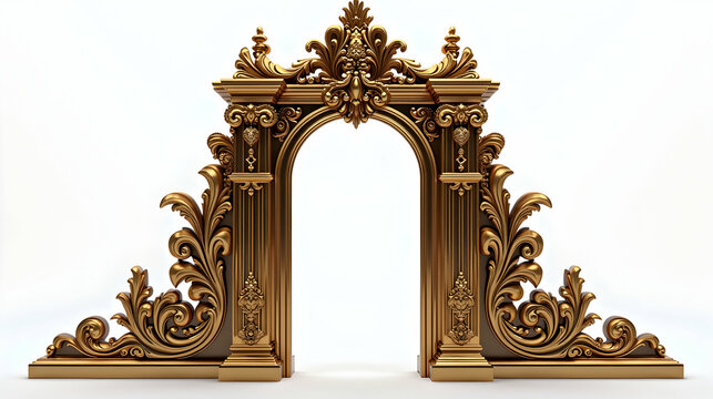 Opulent gold archway, intricate baroque design,  exquisite craftsmanship, regal elegance, timeless beauty.