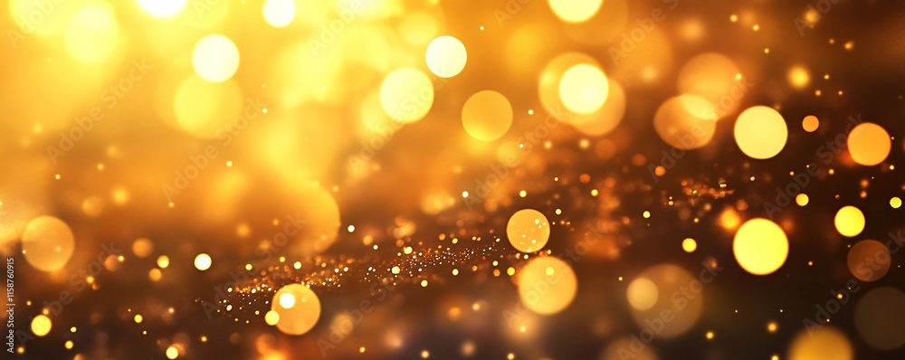 Aufkleber Golden particles and bokeh lights creating festive background