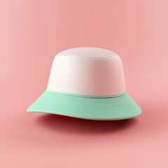 Fototapeta premium 3d minimalist bucket hat icon design soft pastel tones studio setting modern aesthetic unique 3d visual appeal