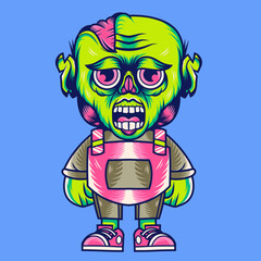 Mascot character design cartoon zombie