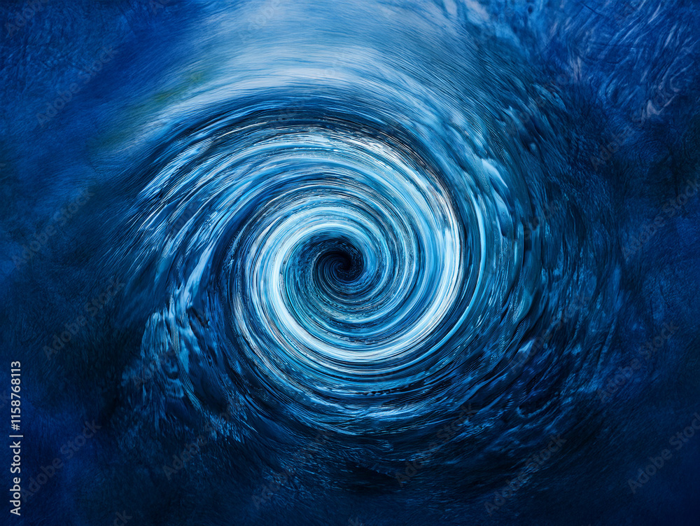 Poster a mesmerizing vortex of swirling blues and whites creates a hypnotic, abyss-like effect. the intense