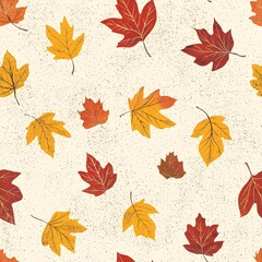 Obraz premium Seamless pattern featuring an array of fall leaves scattered across a clean white background