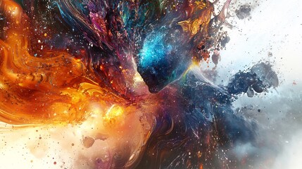 Fototapeta premium Observing 11th dimension an American physicist explores the final unification of physics quantum mechanics metaphysical concepts abstract dystopian art SEO optimized white background