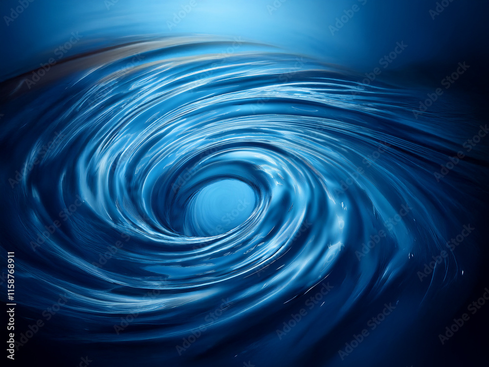 Poster A mesmerizing vortex of deep blue liquid swirls, creating a hypnotic and intense visual effect.  The center is a lighter shade, contrasting with the darker outer edges.