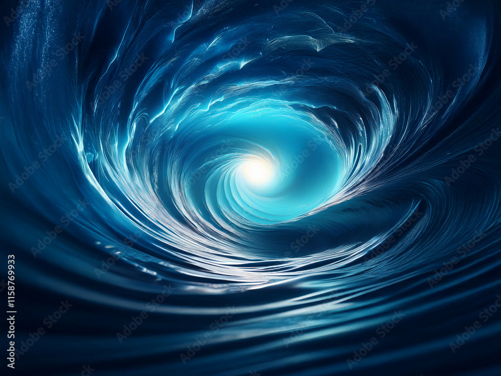 Aufkleber a mesmerizing swirl of deep blue water, creating a vortex leading to a bright center. the luminous c