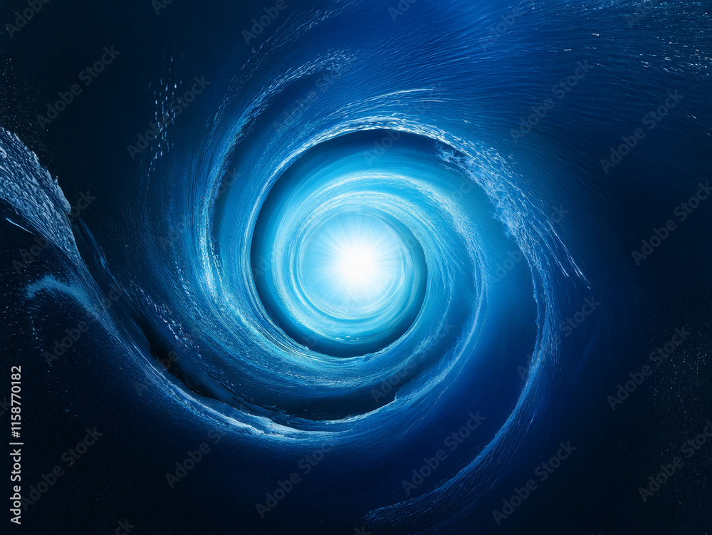 Poster a mesmerizing swirling vortex of luminous blue energy, radiating light from its core, evokes a sense