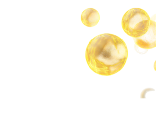 Abstract yellow light bokeh effect with soft, glowing orbs and blurred edges, isolated on a transparent background in PNG format.