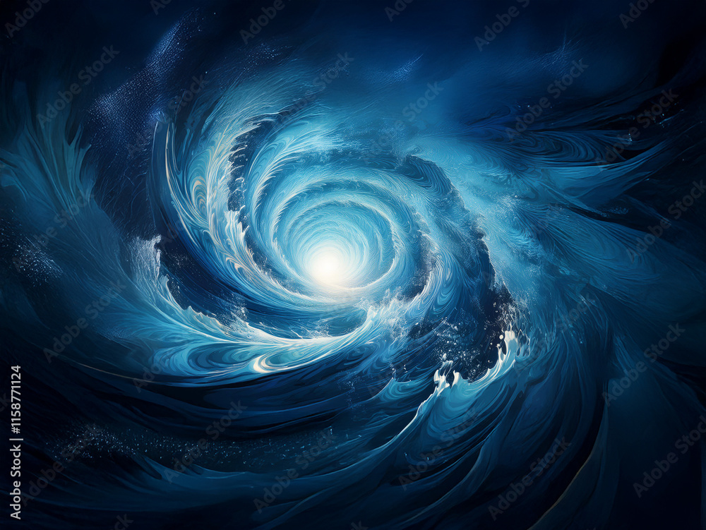 Aufkleber A swirling vortex of deep blue water, radiating light from its center, creates a mesmerizing and ethereal underwater scene.  The texture is smooth yet dynamic, suggesting a powerful, yet peaceful curr