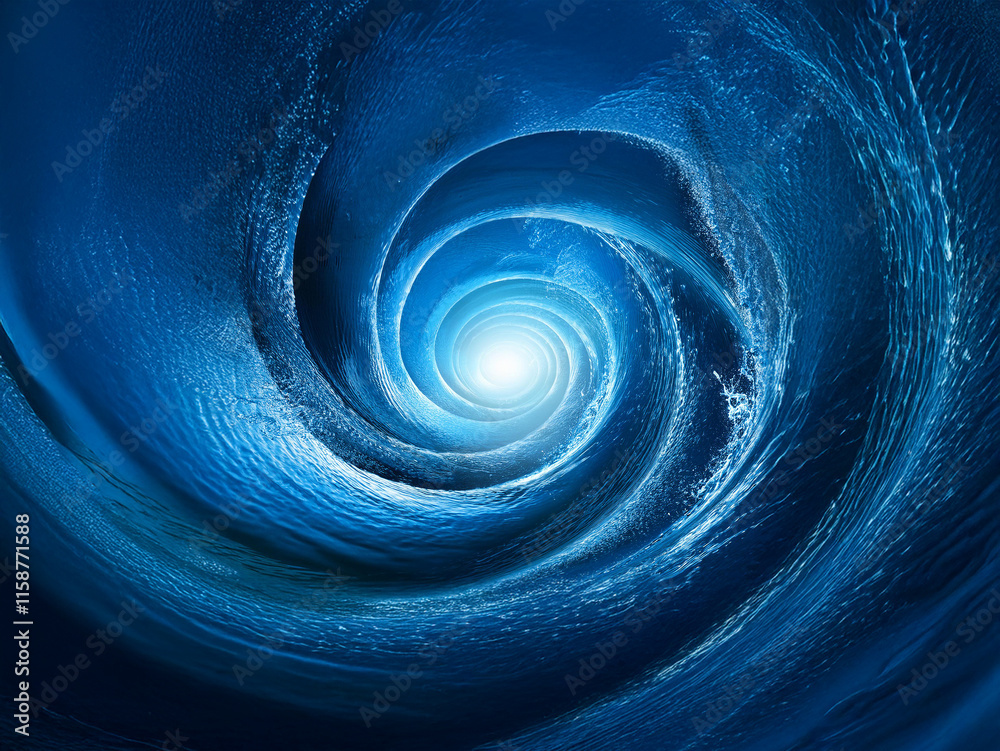 Aufkleber a mesmerizing spiral of ocean water, swirling inward towards a bright center. the deep blue hues and