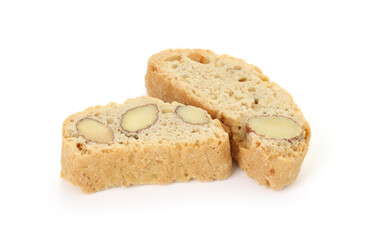 Traditional Italian almond biscuits (Cantucci) isolated on white