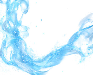 Blue glitter smoke border frame with shimmering sparkles and flowing edges, isolated on a transparent background in PNG format.