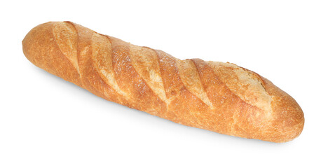 One freshly baked baguette isolated on white