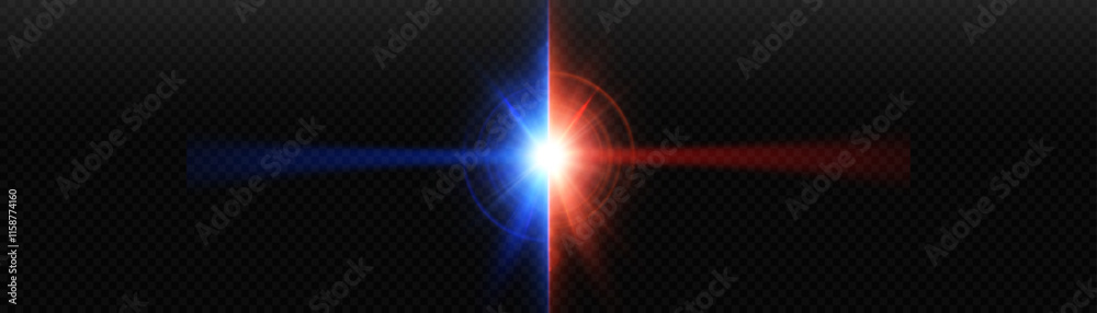 Aufkleber bright blue red glowing light effect. lens reflection light flare. glow effect. starbursts with shim