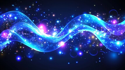 Fototapeta premium Abstract Digital Wave Background with Blue Glowing Particles and Data Flow for Technology, AI, and Network Visualization Concepts