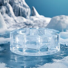 Obraz premium Crystal Clear Ice Ring on Frozen Lake Winter Wonderland