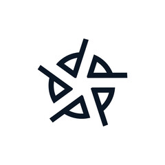 creative letter P star spark sunlight logo design vector