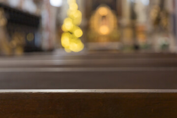 Abstract Christmas church. Bokeh created by photography technique