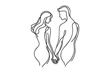 Romantic couple, love. continuous one line drawing. vector illustration