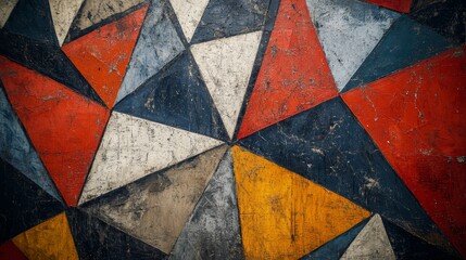Fototapeta premium Abstract Geometric Shapes in Earth Tones on Canvas: Retro Art Design, Vintage Texture, Interior Decor Inspiration, Layered Depth, Neutral Color Palette