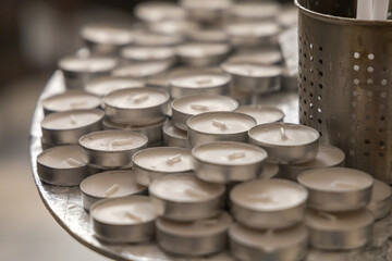 Burning candles in the church