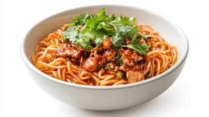 Spicy Noodle Bowl with Fresh Cilantro Garnish