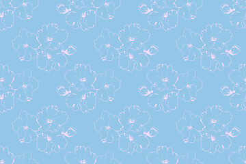 Hand drawn floral pattern vector design. Flower drawing simple ornament.