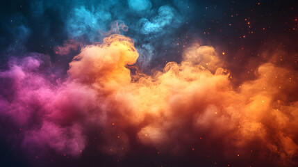 Fototapeta premium Vibrant Nebula, Cosmic Dust and Glowing Gases Intermingle Mysteriously in a Celestial Dance of Colors.