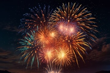 Obraz premium Colorful Fireworks Celebrating the New Year