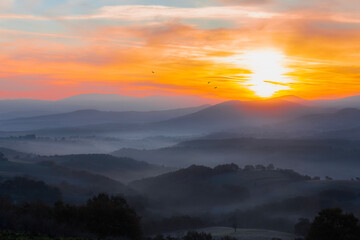 Obraz premium Sunset photos in the mountains.