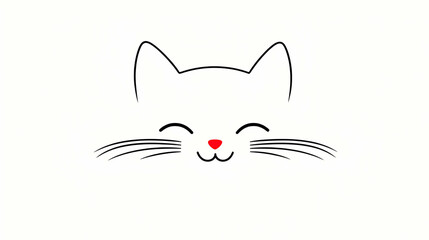 Obraz premium Cute Cat Face Illustration, Happy Kitty Design, Minimalist Pet Art, Vector Graphic, Simple Feline Image, Cheerful Kitten Drawing, Adorable Pet Portrait, Joyful Animal, Sweet Meow, 