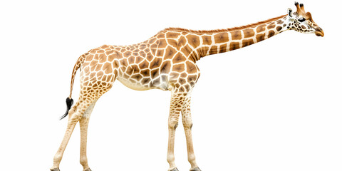 Obraz premium Giraffe Stands Gracefully, a Majestic Creature of the Savanna, Showing its Unique Pattern in a Studio Shot