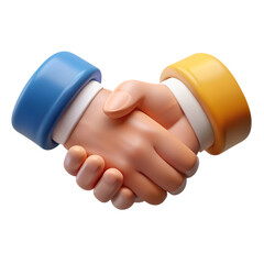 3D illustration of diverse hands shaking, symbolizing unity and cooperation. 