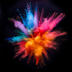 Generated image of colored powder explosion.